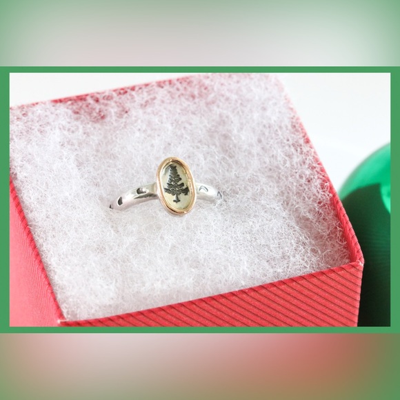 Sterling Silver Tree Ring with 14K Gold Accent – Size 6.25 - Picture 6 of 9